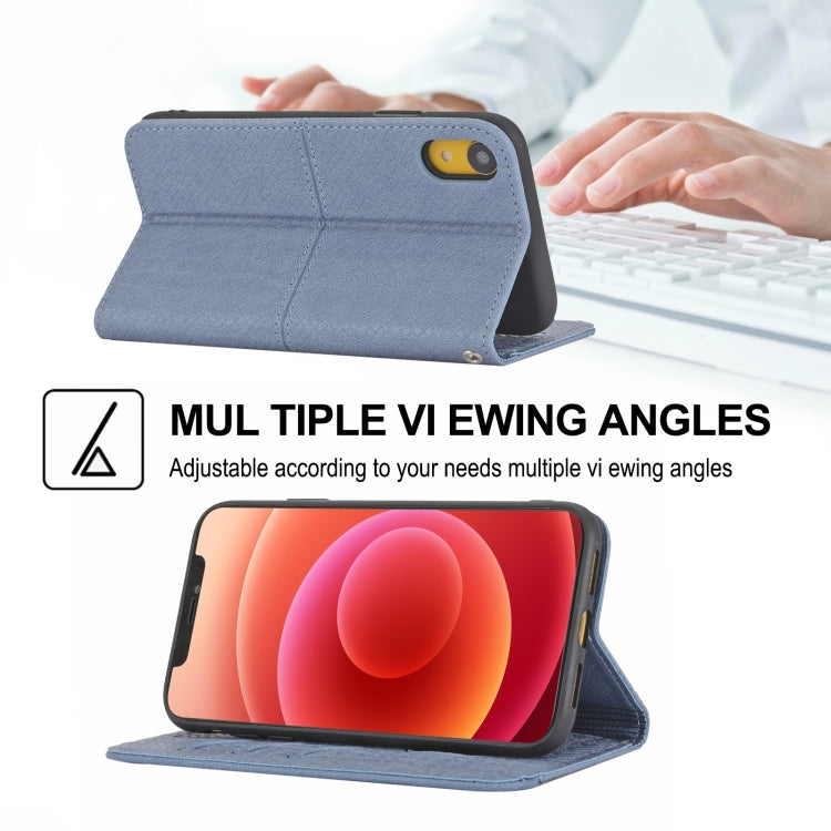 For iPhone XR Woven Texture Stitching Magnetic Horizontal Flip PU Leather Case with Holder & Card Slots & Wallet & Lanyard