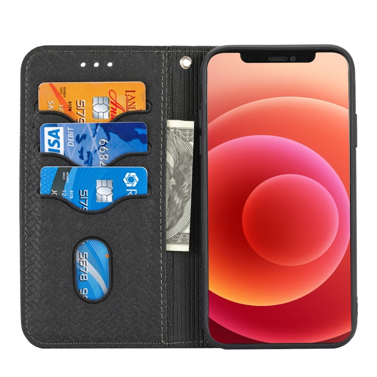 For iPhone XR Woven Texture Stitching Magnetic Horizontal Flip PU Leather Case with Holder & Card Slots & Wallet & Lanyard