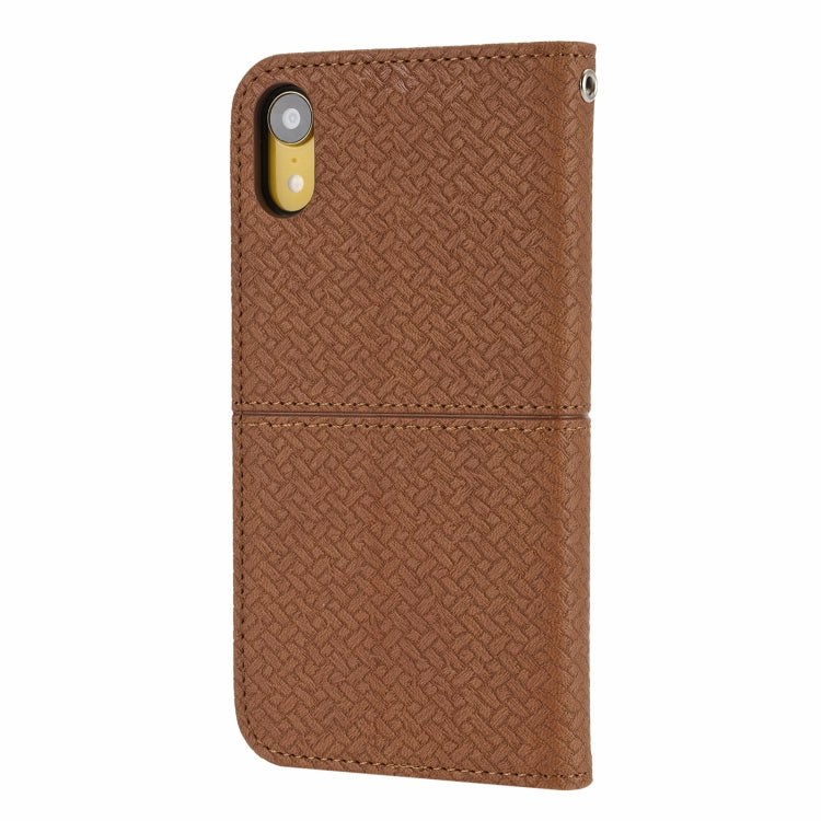 For iPhone X / XS Woven Texture Stitching Magnetic Horizontal Flip PU Leather Case with Holder & Card Slots & Wallet & Lanyard