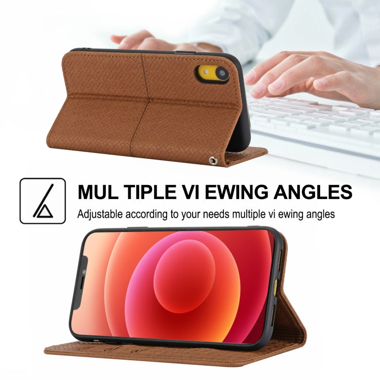 For iPhone X / XS Woven Texture Stitching Magnetic Horizontal Flip PU Leather Case with Holder & Card Slots & Wallet & Lanyard