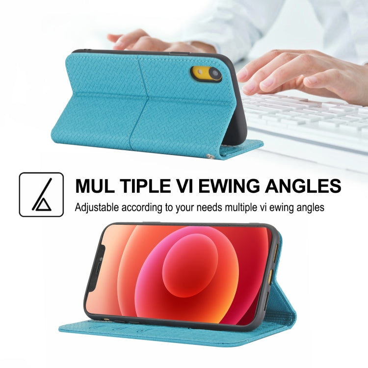 For iPhone X / XS Woven Texture Stitching Magnetic Horizontal Flip PU Leather Case with Holder & Card Slots & Wallet & Lanyard