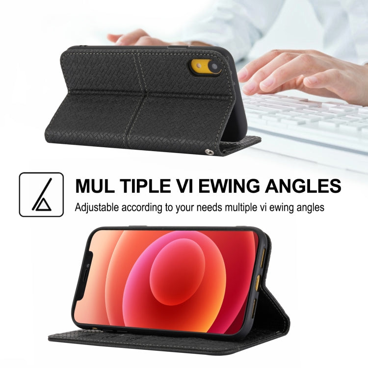 For iPhone X / XS Woven Texture Stitching Magnetic Horizontal Flip PU Leather Case with Holder & Card Slots & Wallet & Lanyard