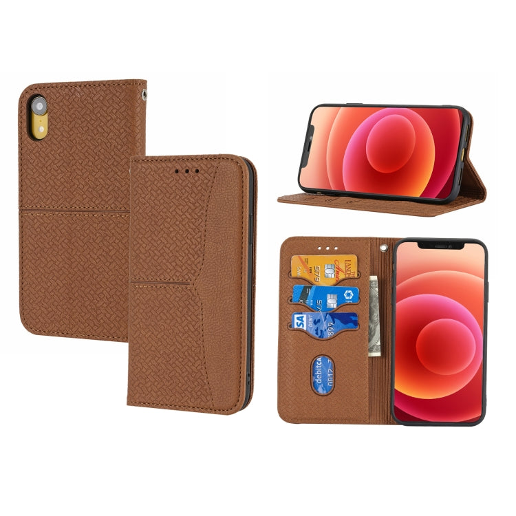 For iPhone XS Max Woven Texture Stitching Magnetic Horizontal Flip PU Leather Case with Holder & Card Slots & Wallet & Lanyard
