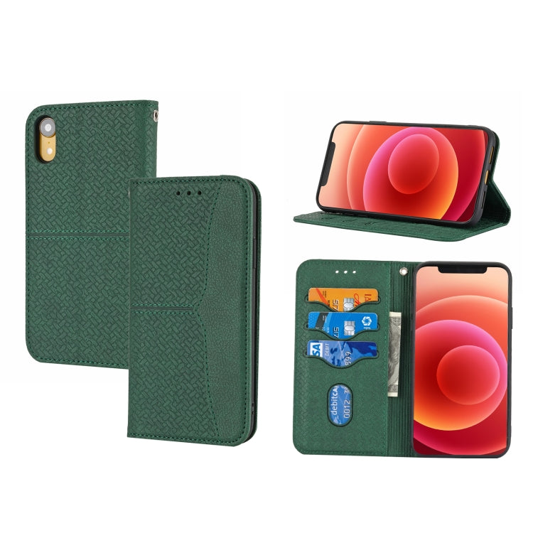 For iPhone XS Max Woven Texture Stitching Magnetic Horizontal Flip PU Leather Case with Holder & Card Slots & Wallet & Lanyard