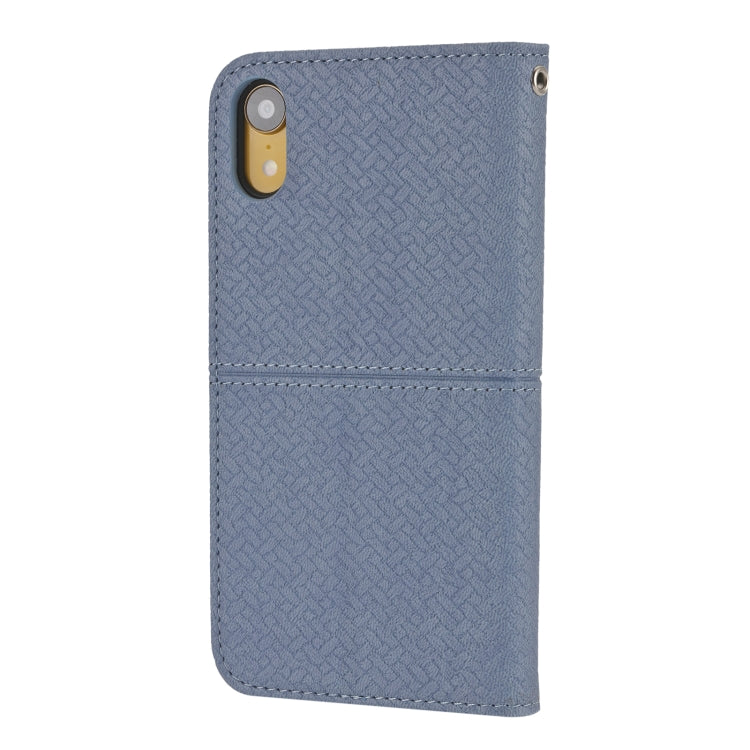 For iPhone XS Max Woven Texture Stitching Magnetic Horizontal Flip PU Leather Case with Holder & Card Slots & Wallet & Lanyard