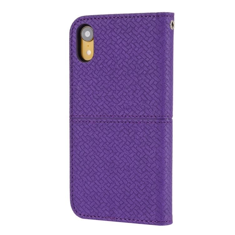 For iPhone XS Max Woven Texture Stitching Magnetic Horizontal Flip PU Leather Case with Holder & Card Slots & Wallet & Lanyard