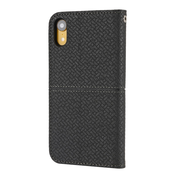 For iPhone XS Max Woven Texture Stitching Magnetic Horizontal Flip PU Leather Case with Holder & Card Slots & Wallet & Lanyard