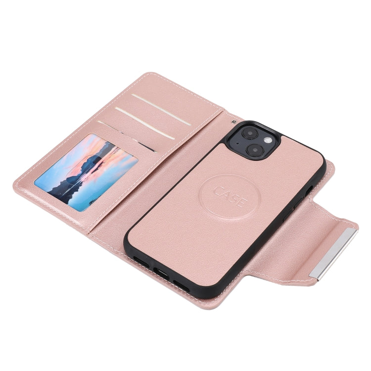 For iPhone 13 mini Ultra-thin Detachable Silk Texture Horizontal Flip PU Leather Case with Card Slots & Wallet & Photo Frame