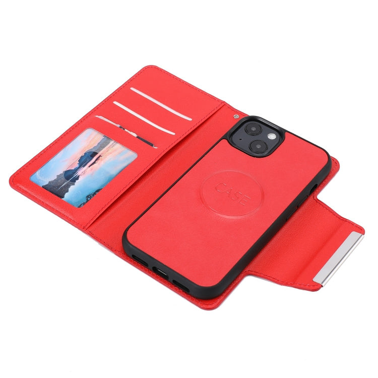 For iPhone 13 mini Ultra-thin Detachable Silk Texture Horizontal Flip PU Leather Case with Card Slots & Wallet & Photo Frame