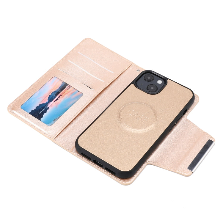 For iPhone 13 mini Ultra-thin Detachable Silk Texture Horizontal Flip PU Leather Case with Card Slots & Wallet & Photo Frame