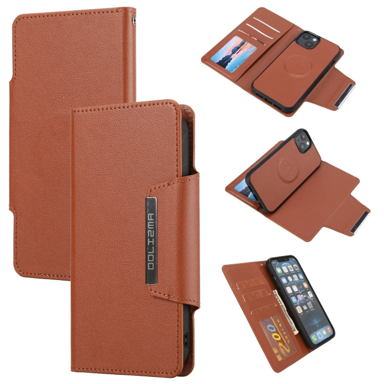 For iPhone 13 mini Ultra-thin Detachable Silk Texture Horizontal Flip PU Leather Case with Card Slots & Wallet & Photo Frame