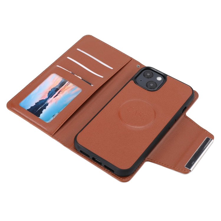For iPhone 13 mini Ultra-thin Detachable Silk Texture Horizontal Flip PU Leather Case with Card Slots & Wallet & Photo Frame