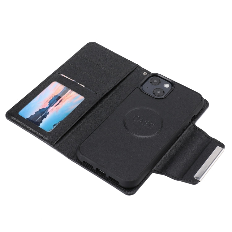 For iPhone 13 Ultra-thin Detachable Silk Texture Horizontal Flip PU Leather Case with Card Slots & Wallet & Photo Frame