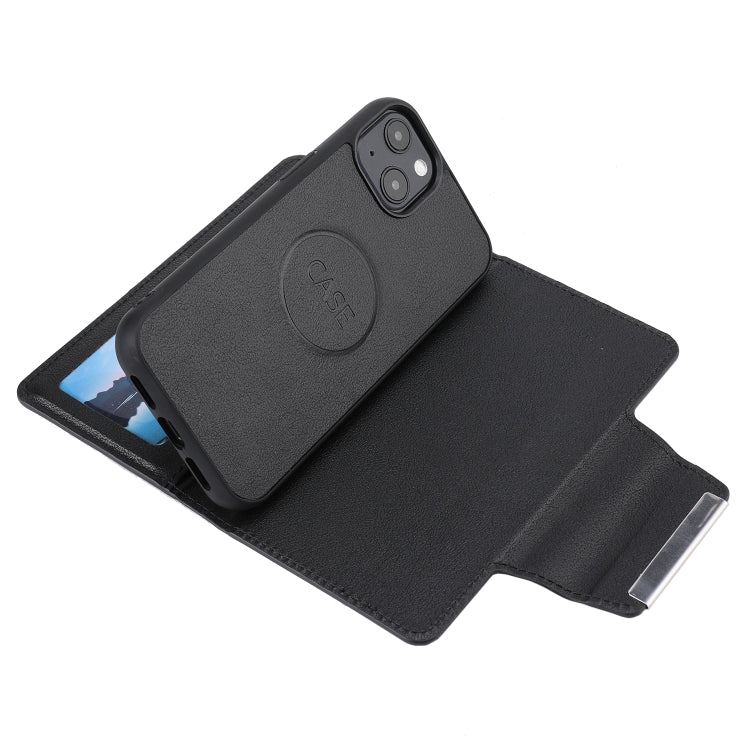 For iPhone 13 Ultra-thin Detachable Silk Texture Horizontal Flip PU Leather Case with Card Slots & Wallet & Photo Frame