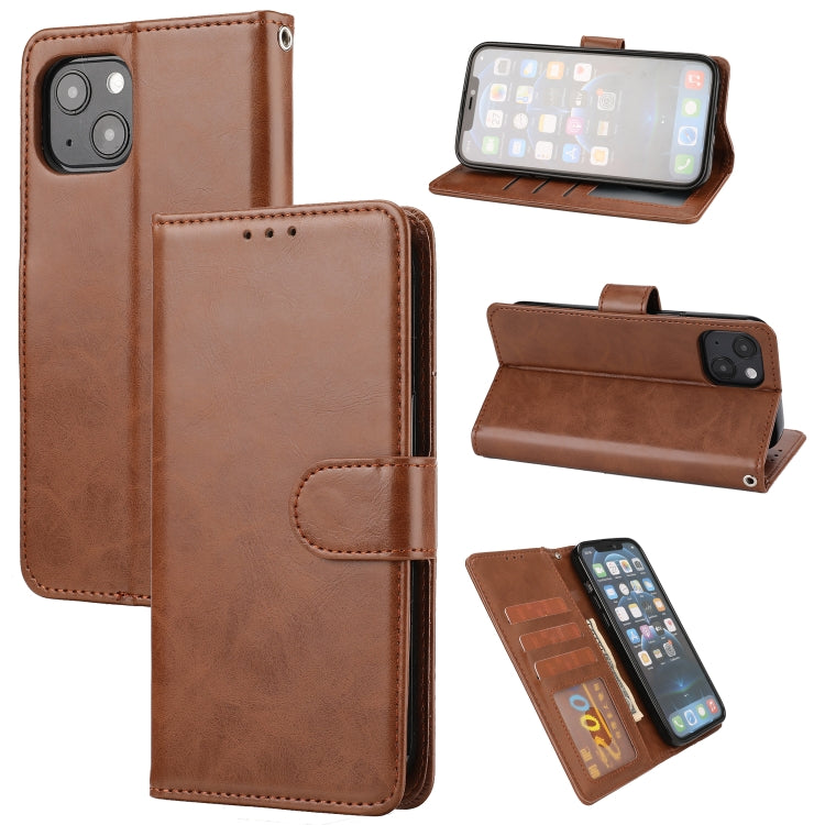 For iPhone 13 Crazy Horse Texture Horizontal Flip PU Leather Case with Holder & Card Slots & Wallet & Photo Frame