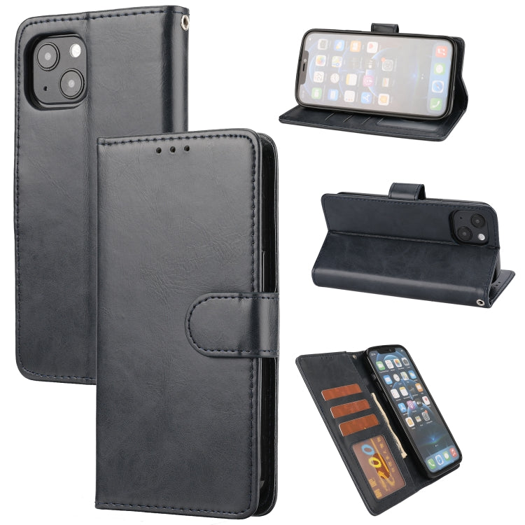 For iPhone 13 Crazy Horse Texture Horizontal Flip PU Leather Case with Holder & Card Slots & Wallet & Photo Frame