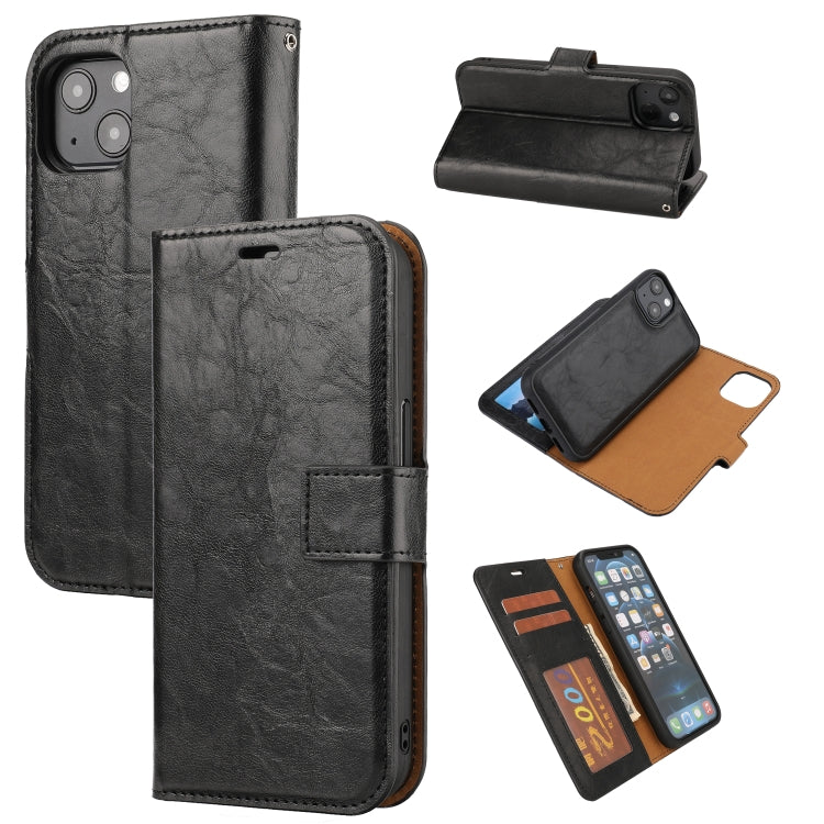 For iPhone 13 Crazy Horse Texture Detachable Horizontal Flip PU Leather Case with Holder & Card Slots & Wallet & Photo Frame
