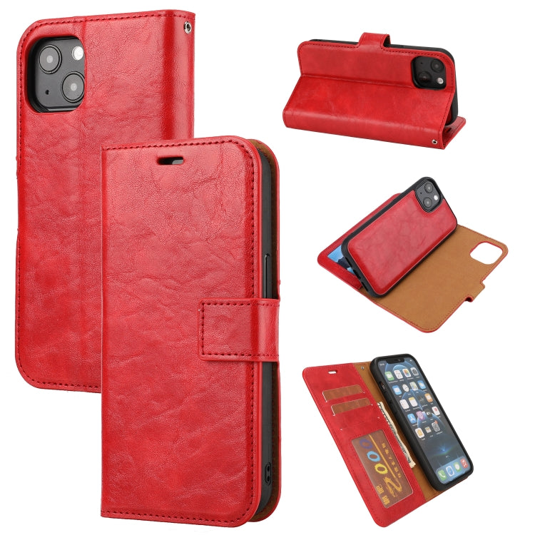 For iPhone 13 Crazy Horse Texture Detachable Horizontal Flip PU Leather Case with Holder & Card Slots & Wallet & Photo Frame