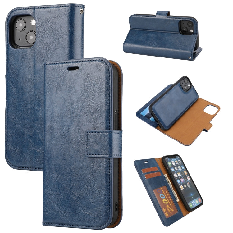 For iPhone 13 Crazy Horse Texture Detachable Horizontal Flip PU Leather Case with Holder & Card Slots & Wallet & Photo Frame