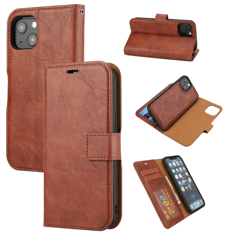 For iPhone 13 Crazy Horse Texture Detachable Horizontal Flip PU Leather Case with Holder & Card Slots & Wallet & Photo Frame