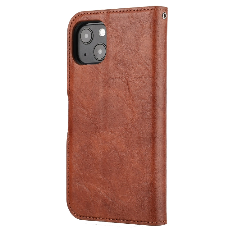 For iPhone 13 Crazy Horse Texture Detachable Horizontal Flip PU Leather Case with Holder & Card Slots & Wallet & Photo Frame