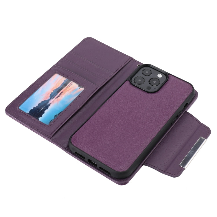 For iPhone 13 Pro Litchi Texture Detachable Horizontal Flip PU Leather Case with Holder & Card Slots & Wallet & Photo Frame