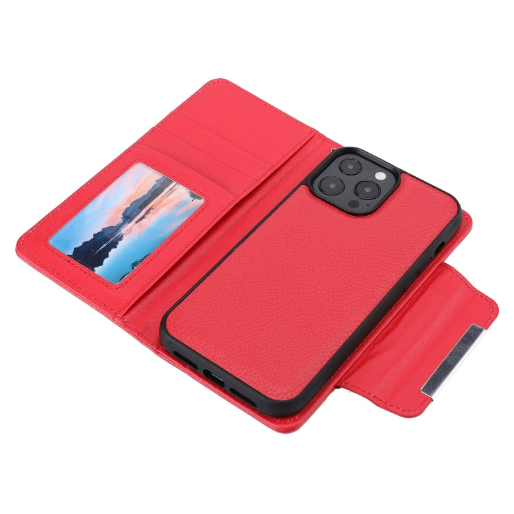 For iPhone 13 Pro Max Litchi Texture Detachable Horizontal Flip PU Leather Case with Holder & Card Slots & Wallet & Photo Frame
