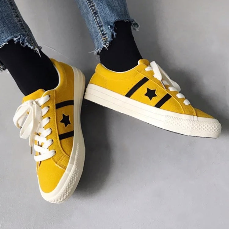 Girl Plimsolls Ulzzang Student Harajuku Style Casual Shoes, Size:38(Yellow)