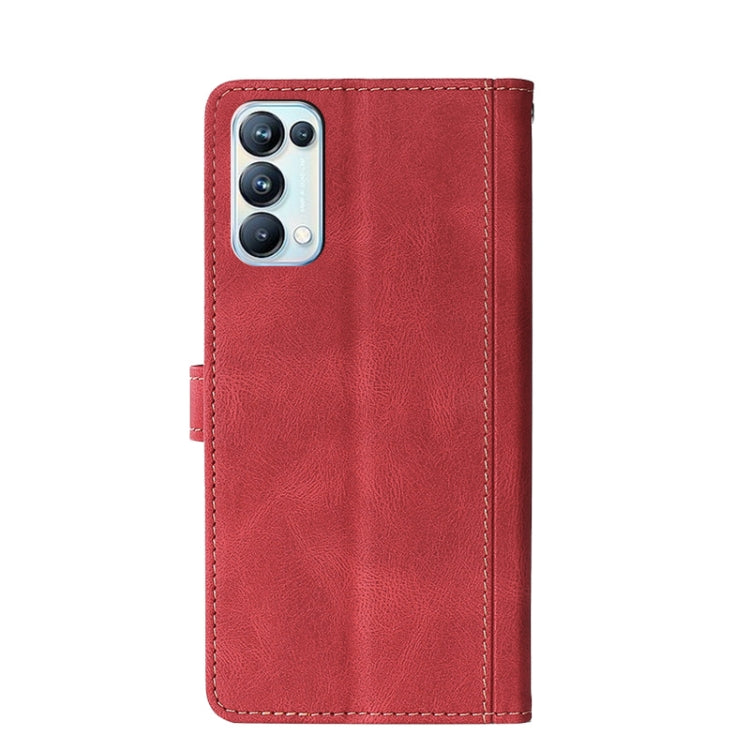 For OPPO Reno 5 Stitching Skin Feel Magnetic Buckle Horizontal Flip PU Leather Case with Holder & Card Slots & Wallet