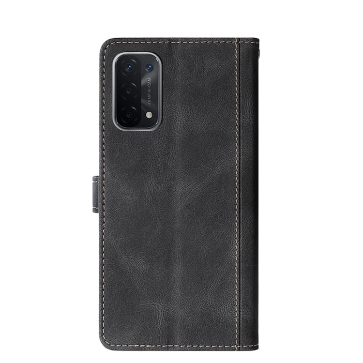 For OPPO A54 5G Stitching Skin Feel Magnetic Buckle Horizontal Flip PU Leather Case with Holder & Card Slots & Wallet