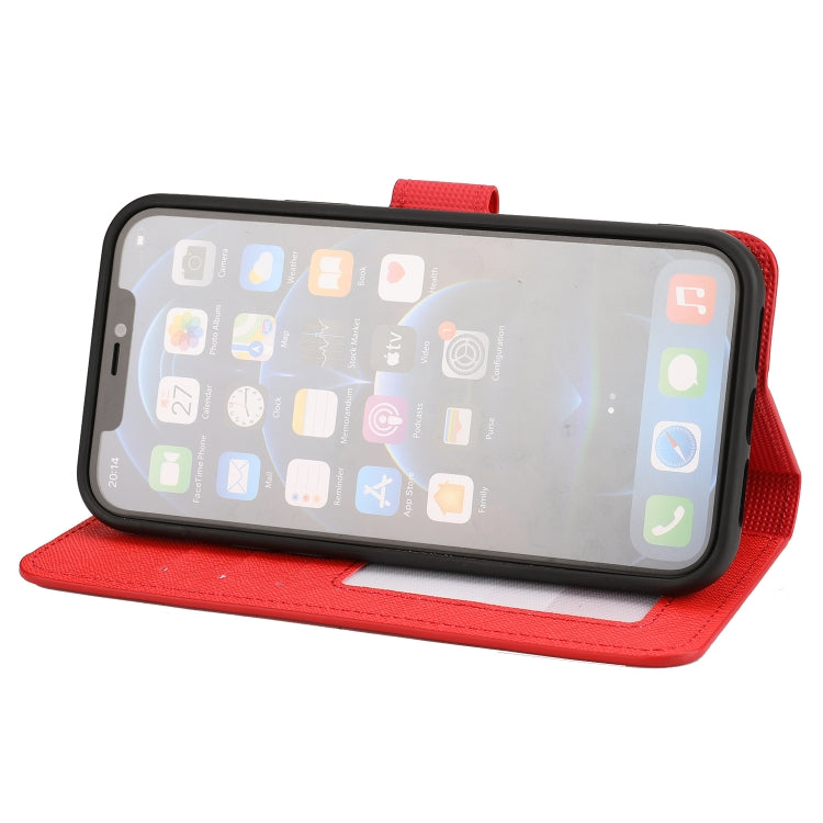 For iPhone 13 mini Cross Texture Detachable Horizontal Flip PU Leather Case with Holder & Card Slots & Wallet & Photo Frame