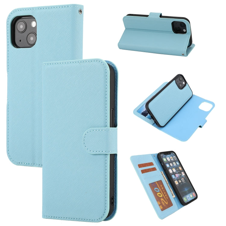 For iPhone 13 Cross Texture Detachable Horizontal Flip PU Leather Case with Holder & Card Slots & Wallet & Photo Frame