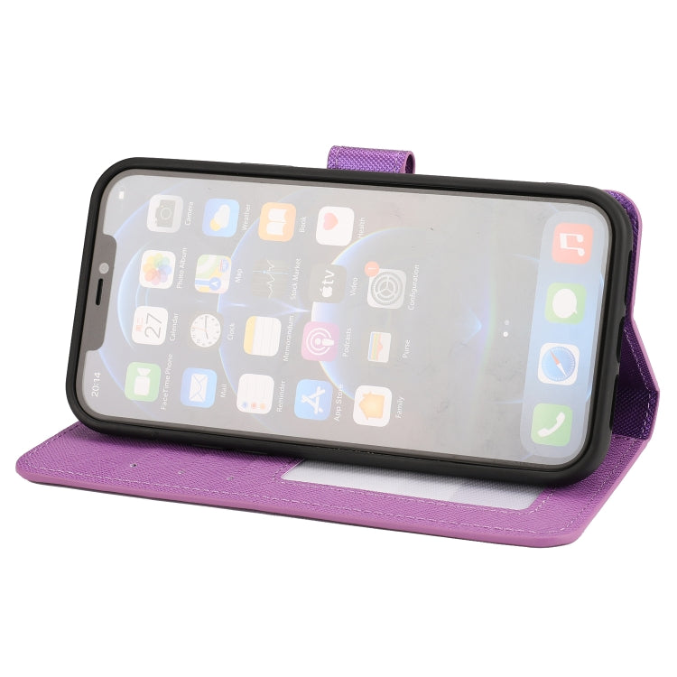 For iPhone 13 Cross Texture Detachable Horizontal Flip PU Leather Case with Holder & Card Slots & Wallet & Photo Frame