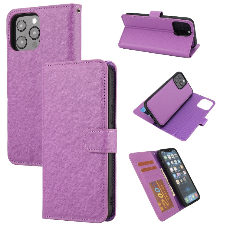 For iPhone 13 Pro Max Cross Texture Detachable Horizontal Flip PU Leather Case with Holder & Card Slots & Wallet & Photo Frame