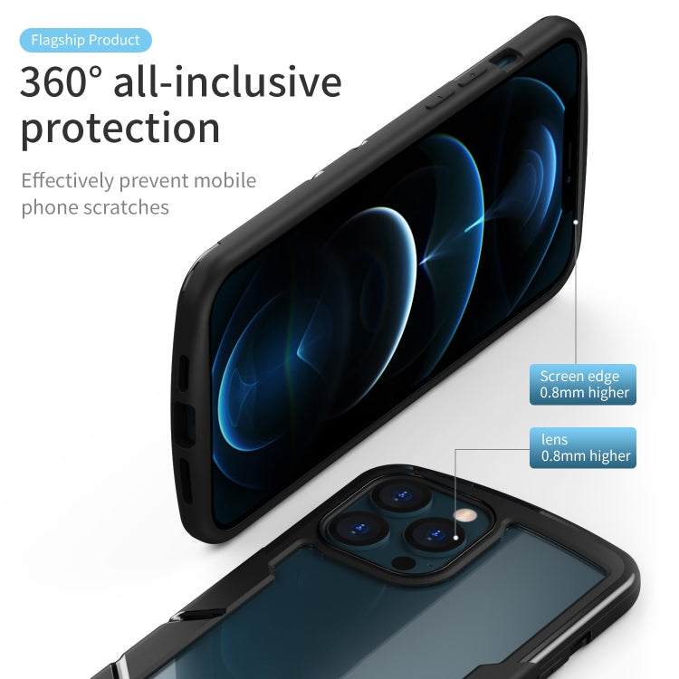 For iPhone 13 Shield 3 in 1 Acrylic PC Rubber Shockproof Case