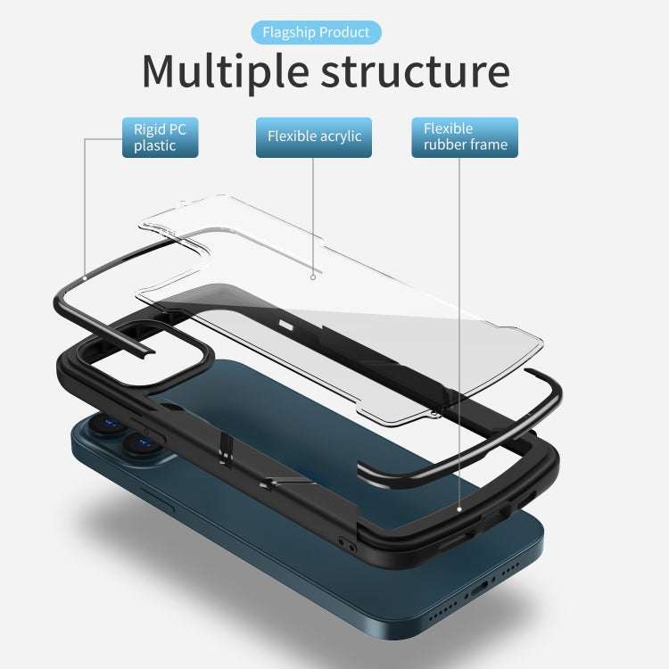 For iPhone 13 Shield 3 in 1 Acrylic PC Rubber Shockproof Case