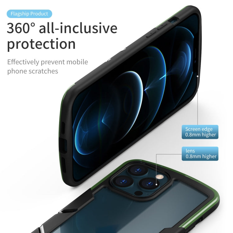 For iPhone 13 Shield 3 in 1 Acrylic PC Rubber Shockproof Case