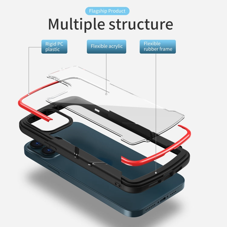 For iPhone 13 Pro Shield 3 in 1 Acrylic PC Rubber Shockproof Case