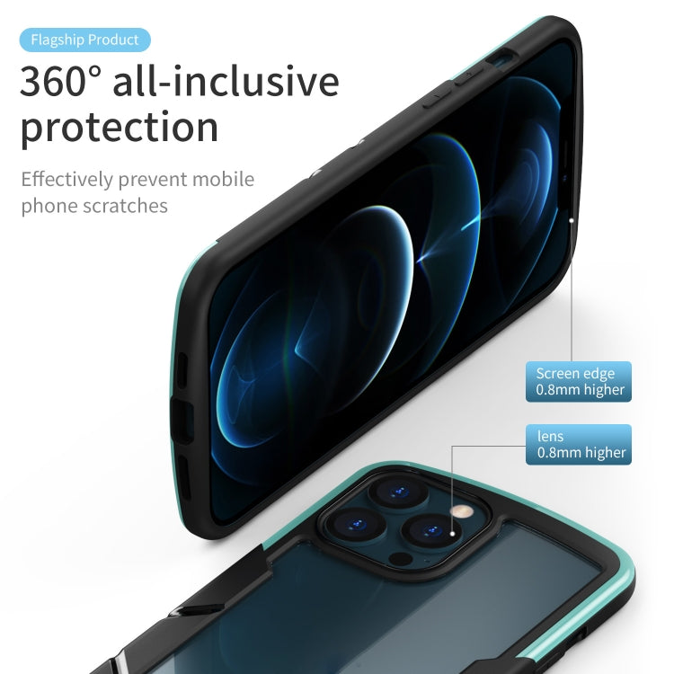 For iPhone 13 Pro Shield 3 in 1 Acrylic PC Rubber Shockproof Case