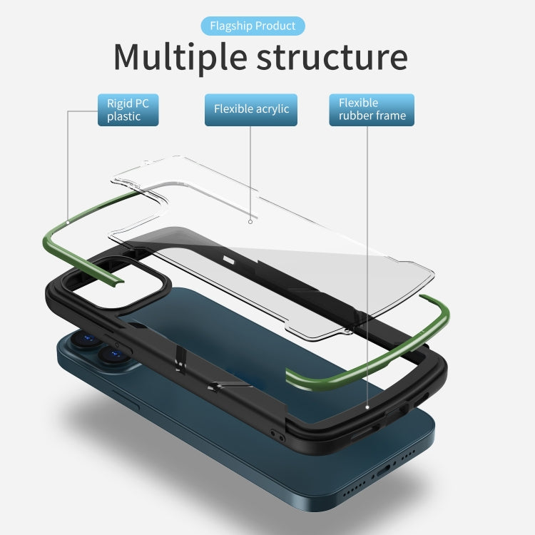 For iPhone 13 Pro Max Shield 3 in 1 Acrylic PC Rubber Shockproof Case