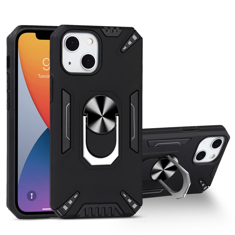 For iPhone 13 mini PC + TPU Protective Case with 360 Degrees Rotatable Ring Holder