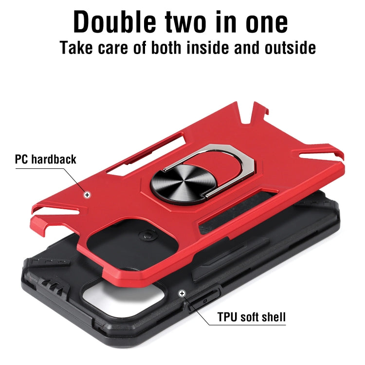 For iPhone 13 mini PC + TPU Protective Case with 360 Degrees Rotatable Ring Holder
