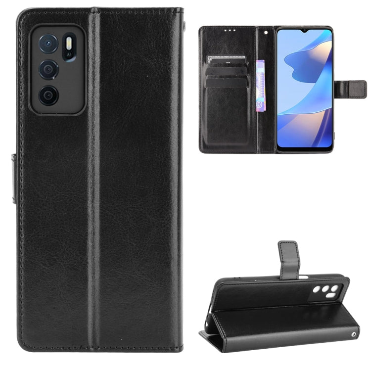 For OPPO A16 Crazy Horse Texture Horizontal Flip Leather Case with Holder & Card Slots & Lanyard