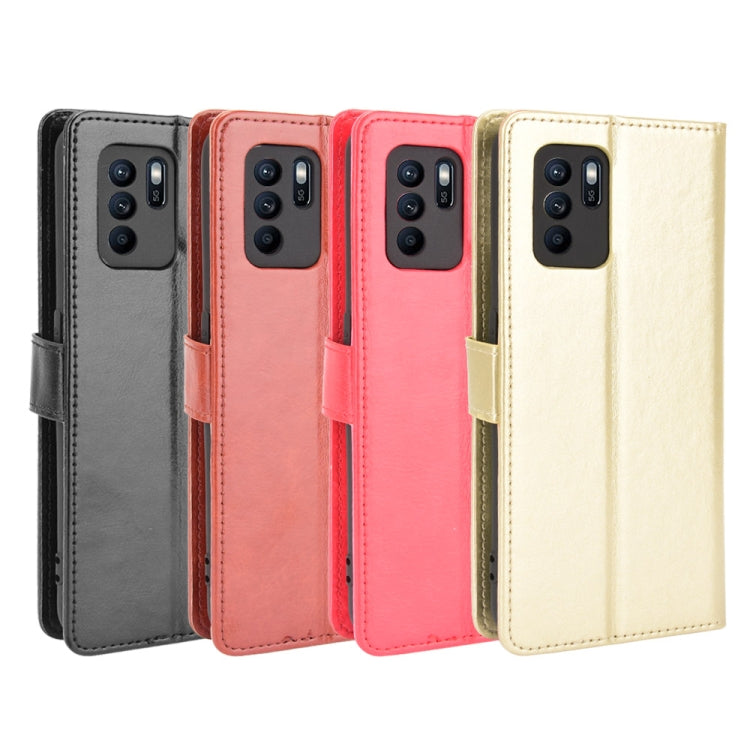 For OPPO Reno6 Z Crazy Horse Texture Horizontal Flip Leather Case with Holder & Card Slots & Lanyard