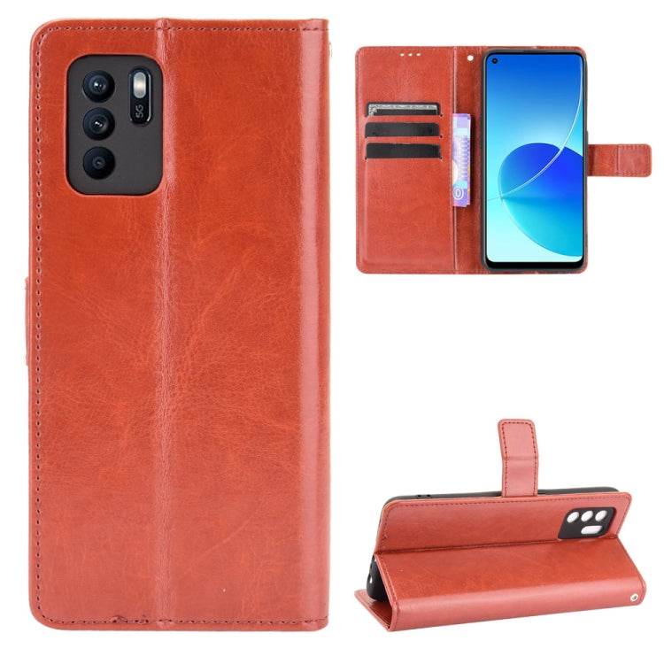 For OPPO Reno6 Z Crazy Horse Texture Horizontal Flip Leather Case with Holder & Card Slots & Lanyard
