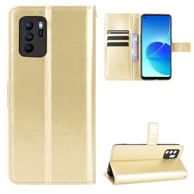For OPPO Reno6 Z Crazy Horse Texture Horizontal Flip Leather Case with Holder & Card Slots & Lanyard