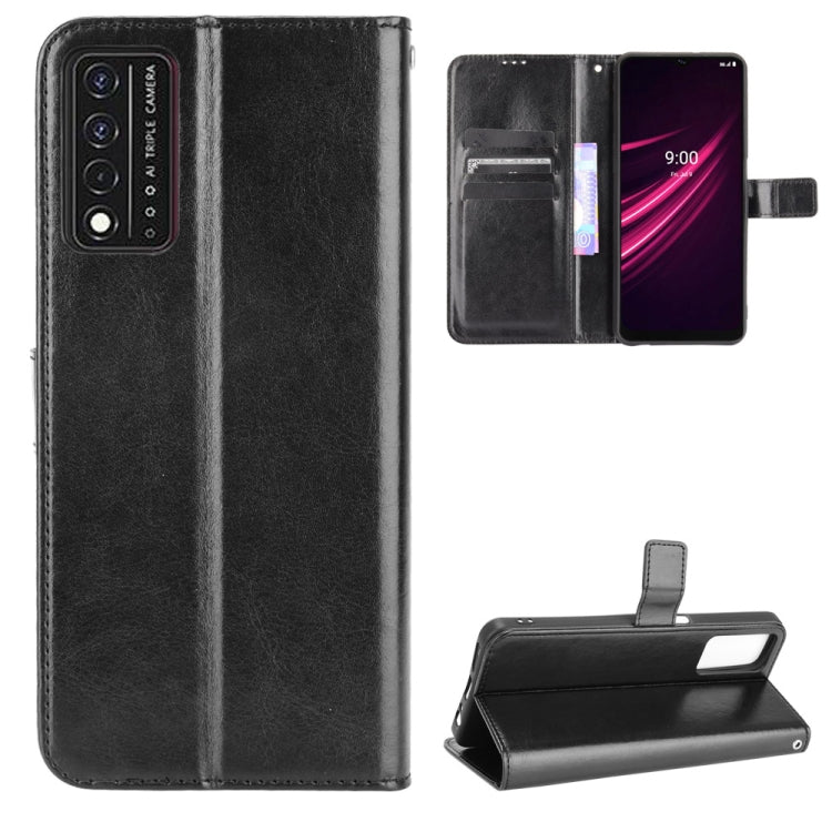 For T-Mobile REVVL V+ 5G Crazy Horse Texture Horizontal Flip Leather Case with Holder & Card Slots & Lanyard