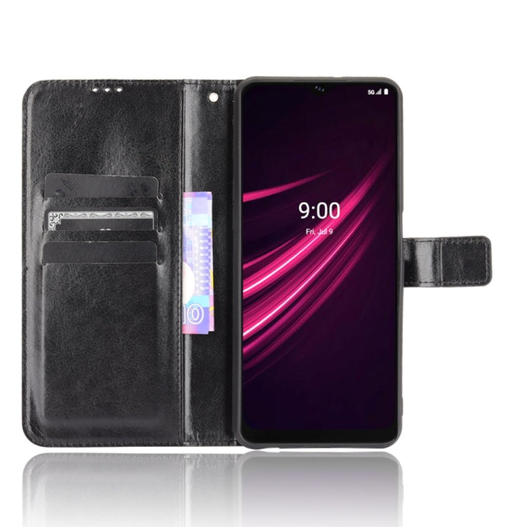 For T-Mobile REVVL V+ 5G Crazy Horse Texture Horizontal Flip Leather Case with Holder & Card Slots & Lanyard