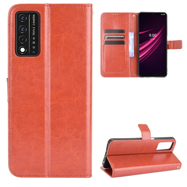 For T-Mobile REVVL V+ 5G Crazy Horse Texture Horizontal Flip Leather Case with Holder & Card Slots & Lanyard