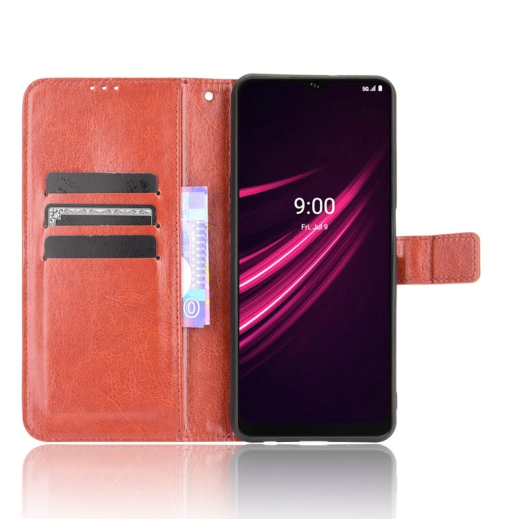 For T-Mobile REVVL V+ 5G Crazy Horse Texture Horizontal Flip Leather Case with Holder & Card Slots & Lanyard